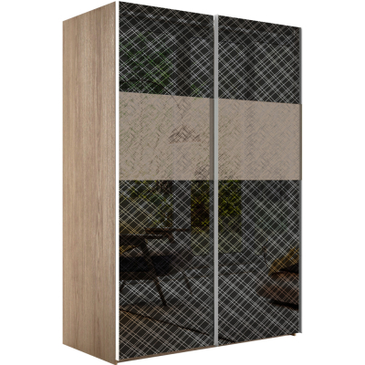 Эста 2-х дверный полоса горизонтальная (2 из 4) (6 Черных стекол Диско / 2 Стекла Лабиринт серебро)