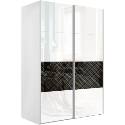 Эста 2-х дверный полоса горизонтальная (3 из 4) (6 Белых стекол / 2 Черный стекла Диско)