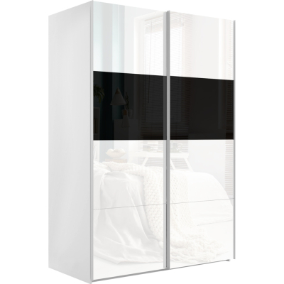 Эста 2-х дверный полоса горизонтальная (2 из 4) (6 Белых стекол / 2 Черных стекол)