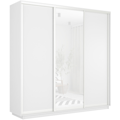 3-дверный шкаф Оптим Двери ДСП Белый снег Стекло Белое , Белый профиль